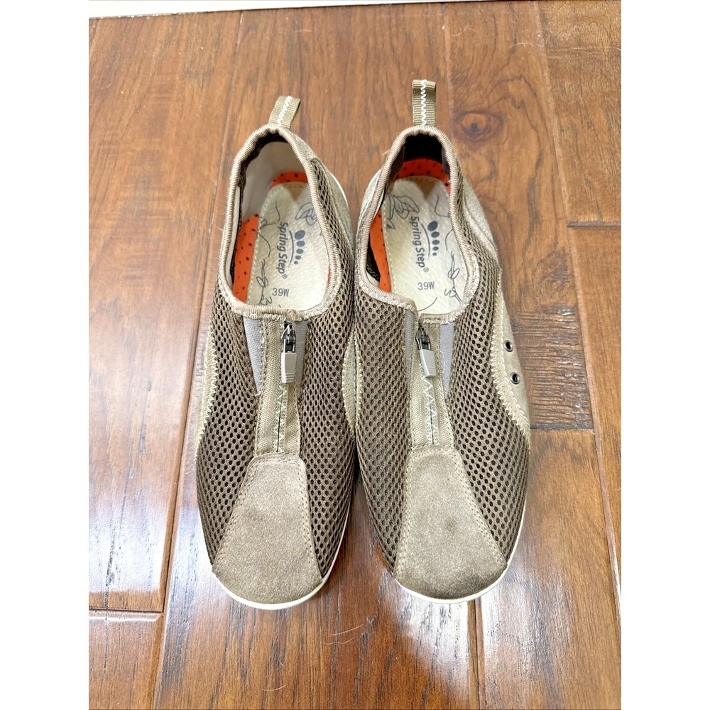 Spring Step L'artiste Racer Sneakers Shoes Suede Mushroom Zip Slip On Women's 39